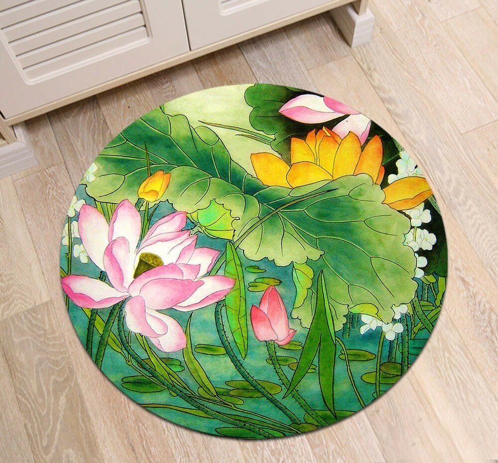 Lotus Round Rug Carpet Bedroom Livingroom Home Decor