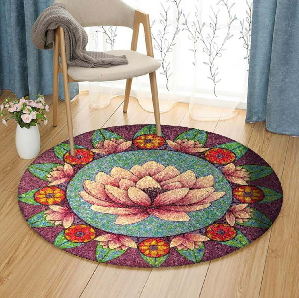 Lotus Round Rug Carpet Bedroom Livingroom Home Decor