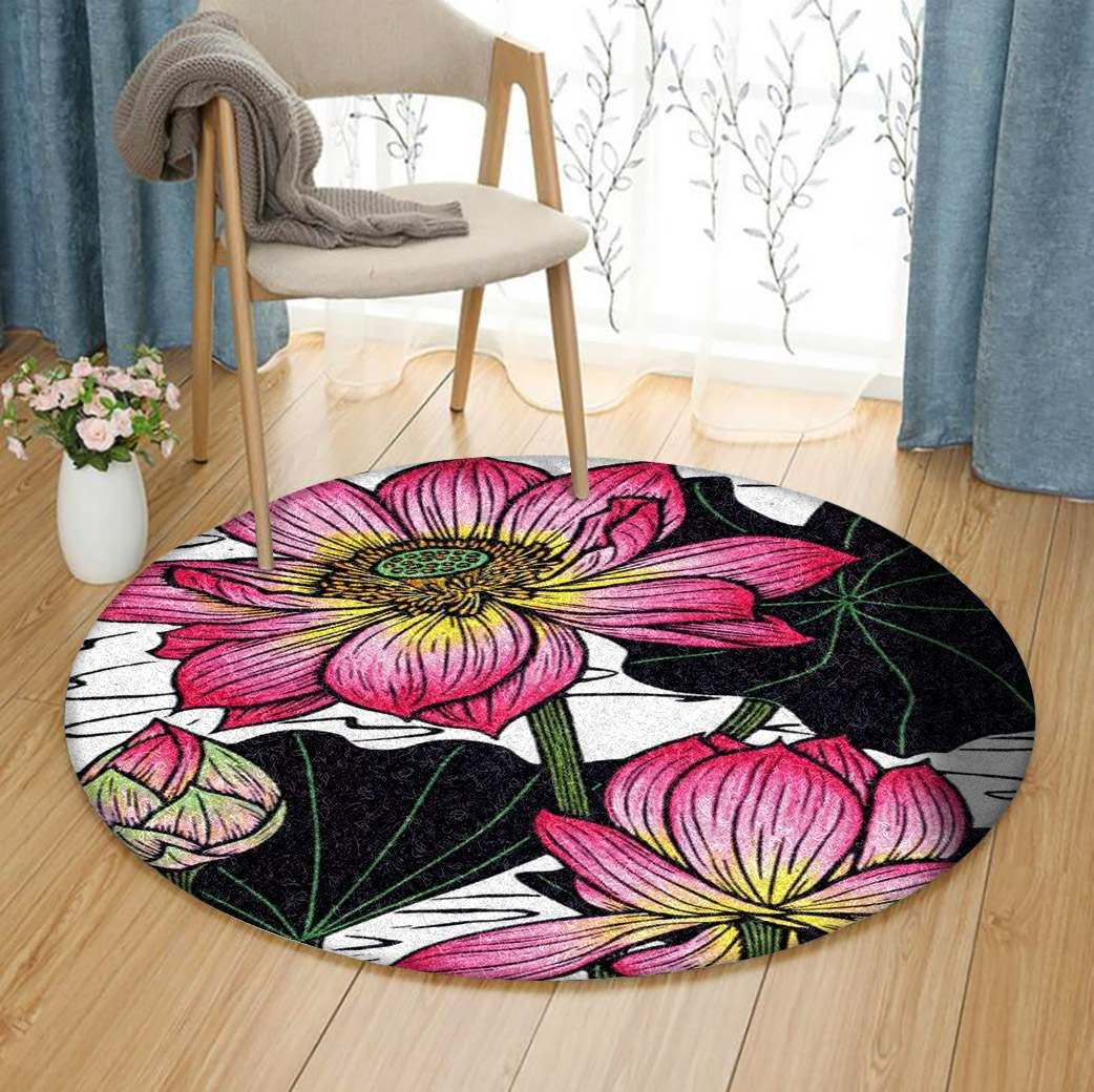 Lotus Round Rug Carpet Bedroom Livingroom Home Decor