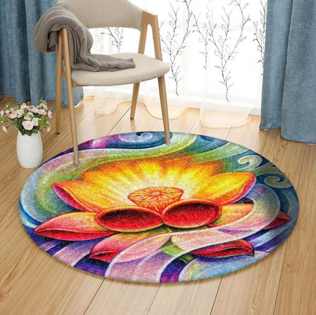 Lotus Round Rug Carpet Bedroom Livingroom Home Decor