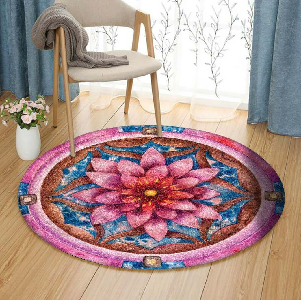 Lotus Round Rug Carpet Bedroom Livingroom Home Decor