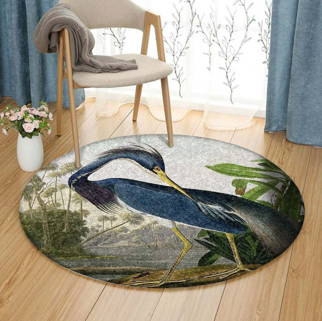 Louisiana Heron Round Rug Carpet Bedroom Livingroom Home Decor