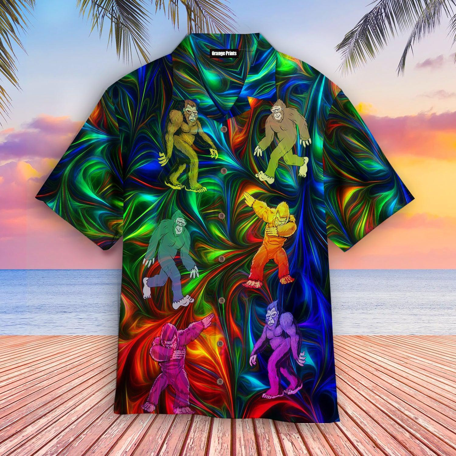 Love Bigfoot Neon Aloha Hawaiian Shirts For Men and Women | HW3271