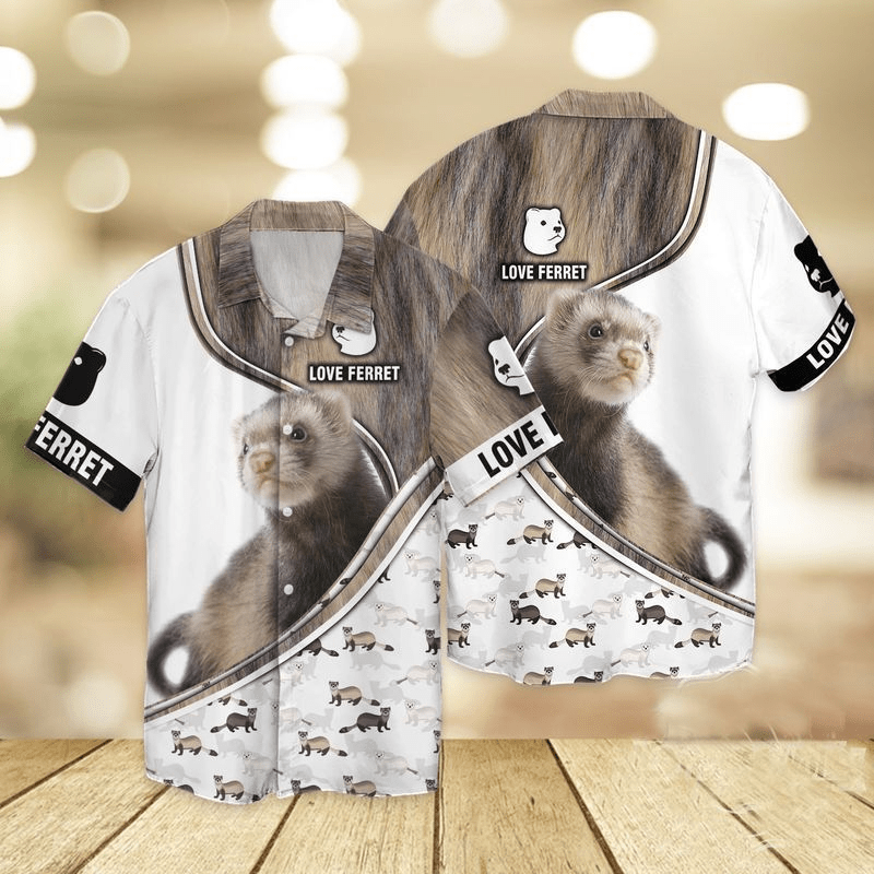 Love Ferret Hawaiian Shirt