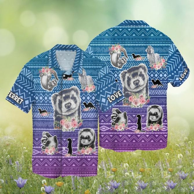 Love Ferret Texture Hawaiian Shirt