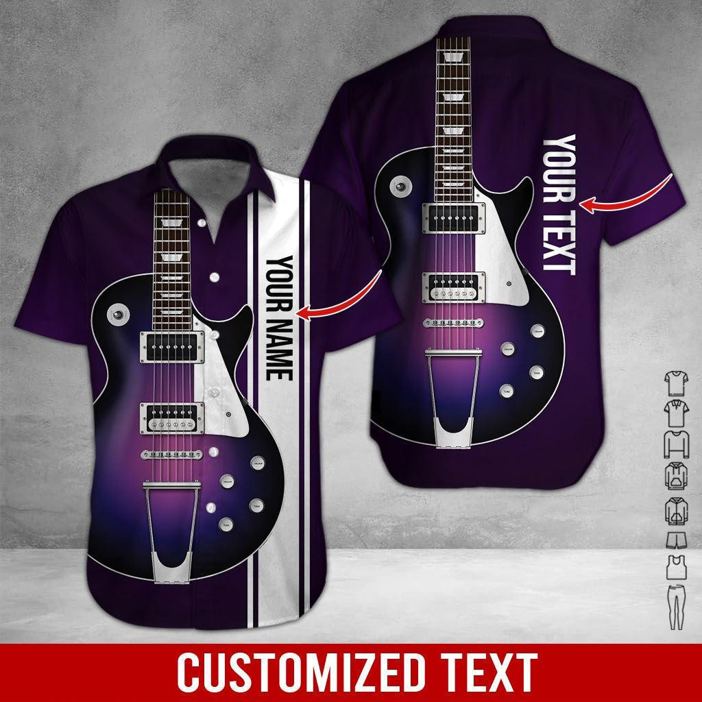 Love Guitar Purple Personalized Hawaiian Shirt