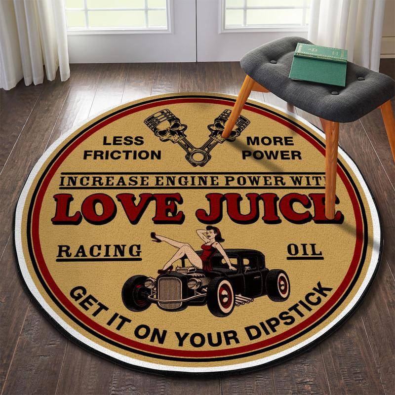Love Juice Motor Racing Oil Round Rug Carpet Bedroom Livingroom Home Decor