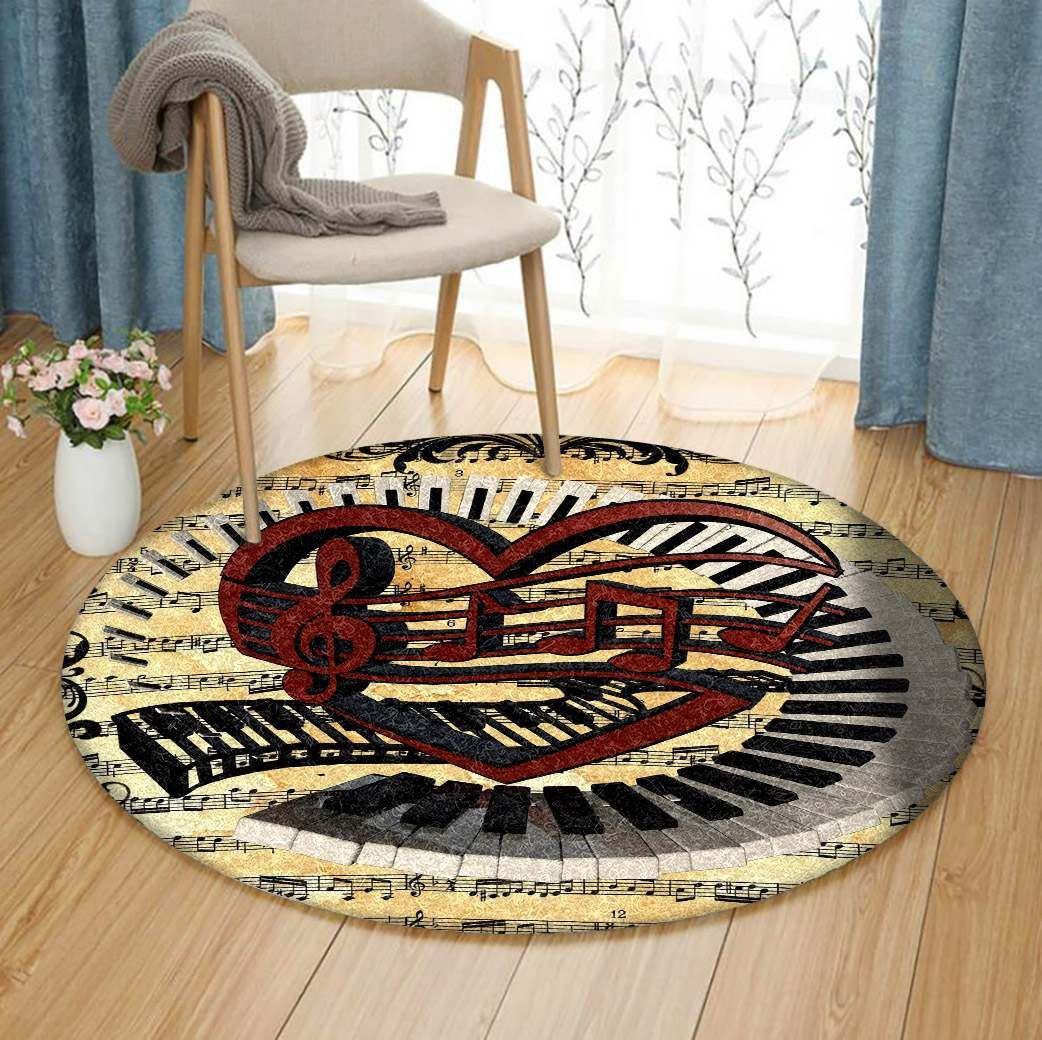 Love Piano Round Rug Carpet Bedroom Livingroom Home Decor