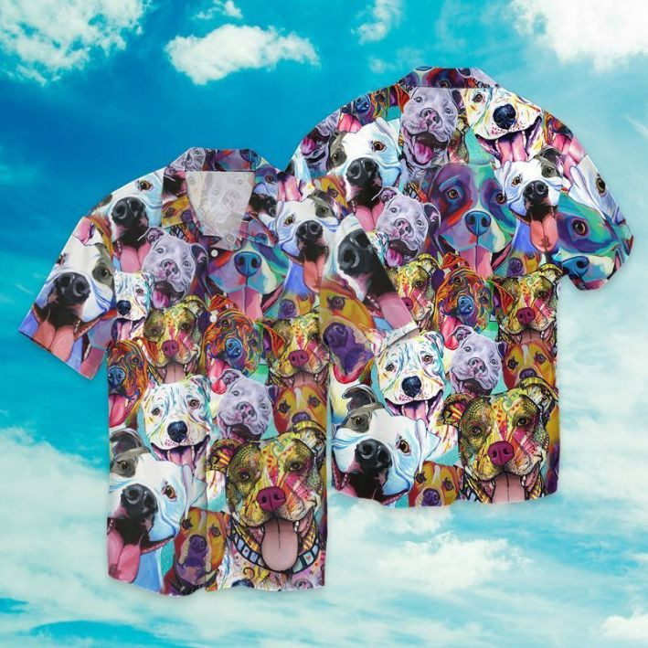 Love Pitbull Dod Color Hawaiian Shirt