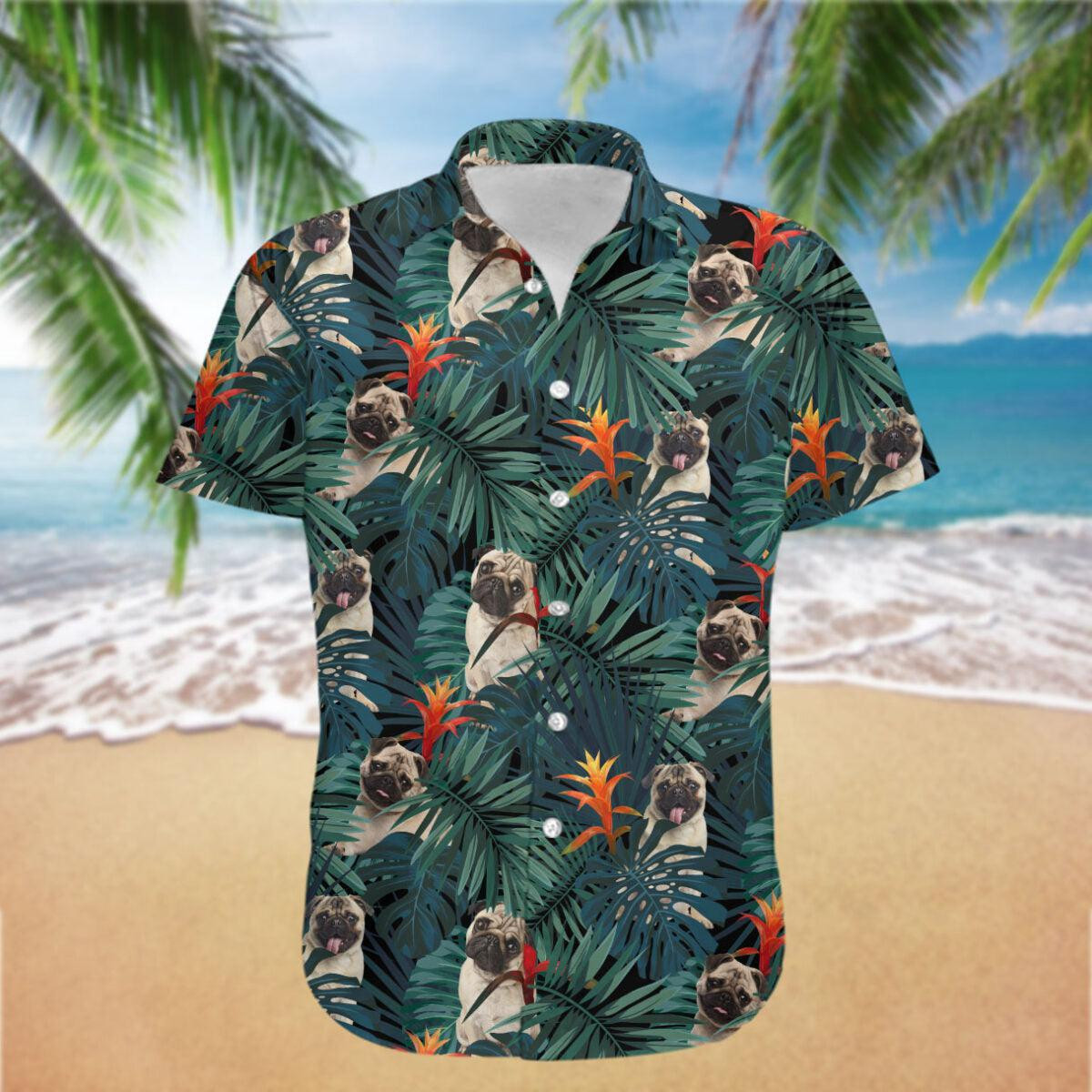 Love Pug Tropical Hawaiian Shirt