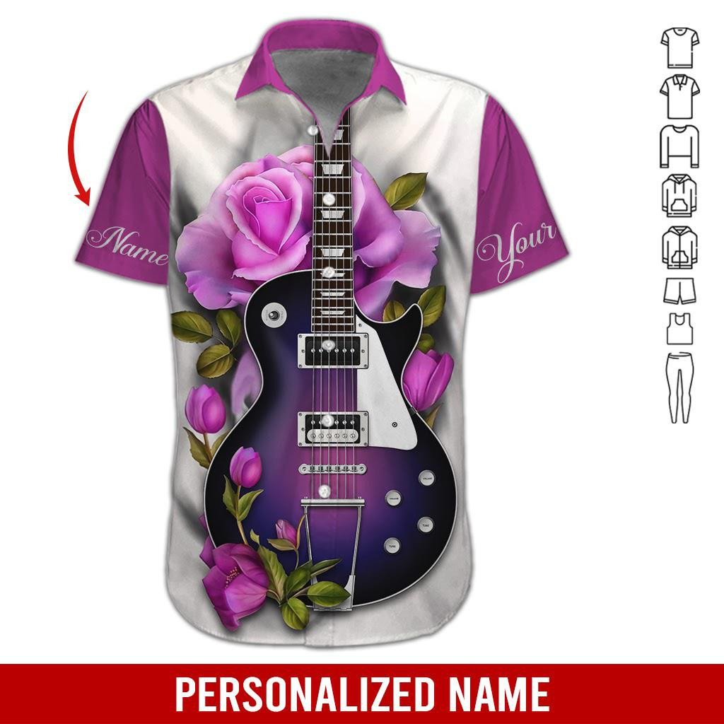 Love Purple Guitar Personalized Hawaiian Shirt