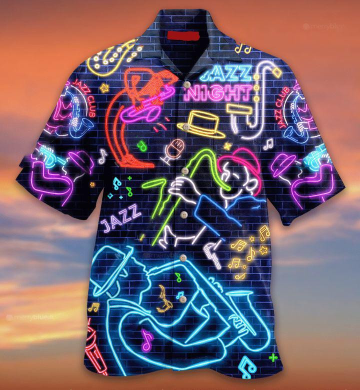 Love Saxophone Neon Hawaiian Shirt