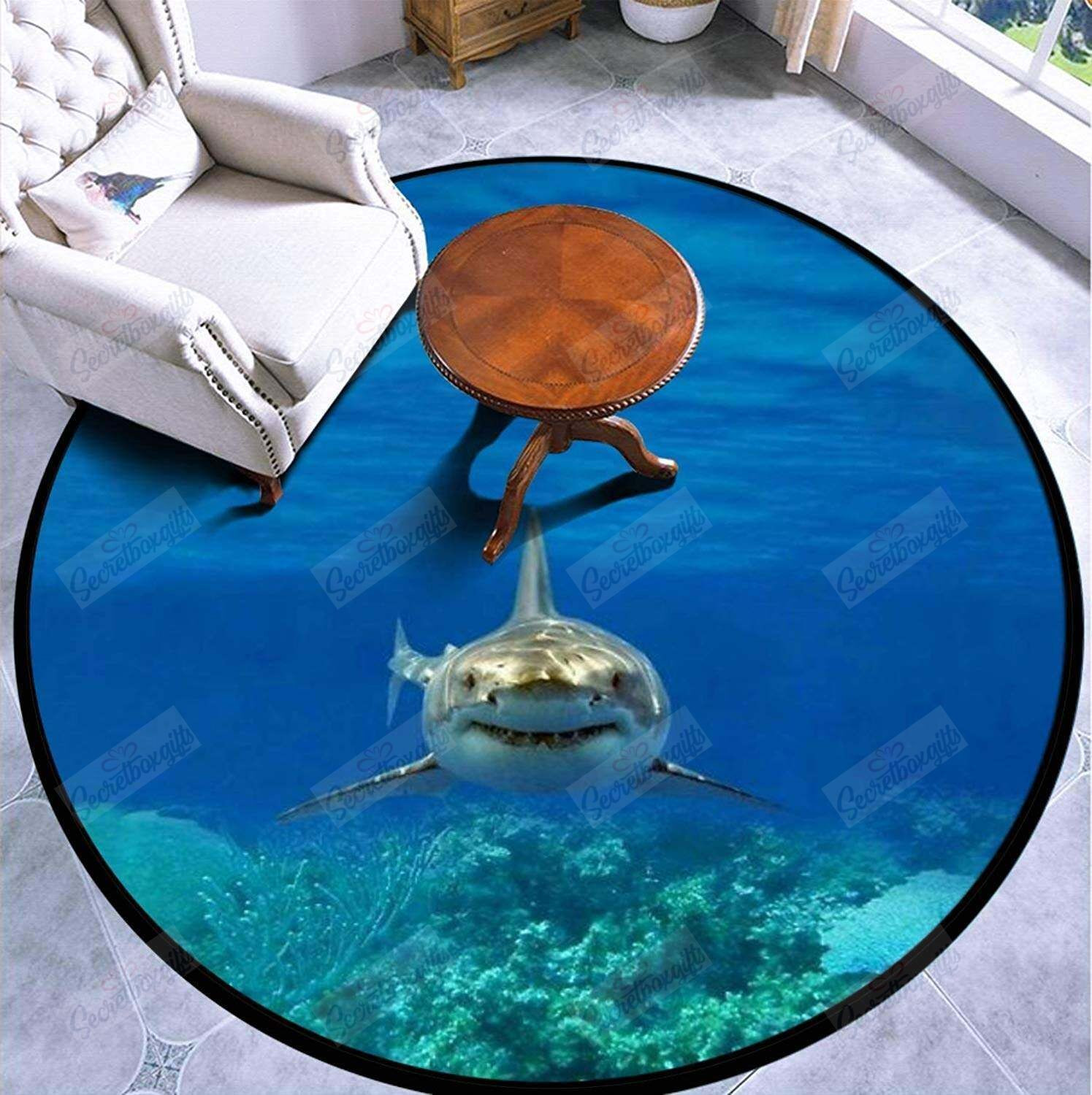 Love Shark Round Rug Carpet Bedroom Livingroom Home Decor