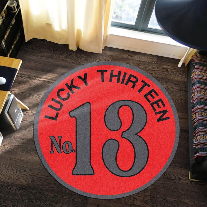 Lucky 13 Kustom Kulture Hot Rod Round Rug Carpet Bedroom Livingroom Home Decor