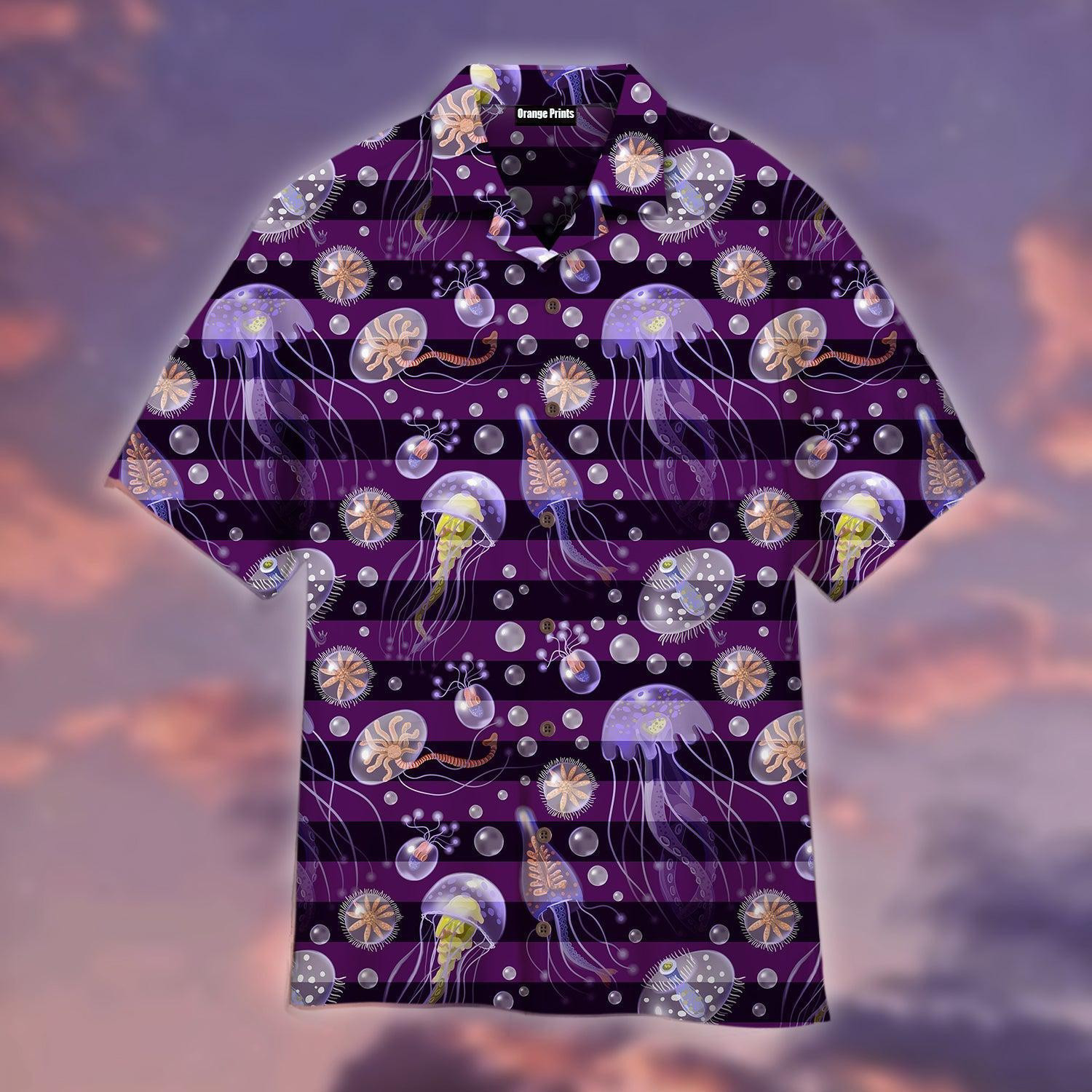 Luminous Jellyfish Purple Hawaiian Shirt