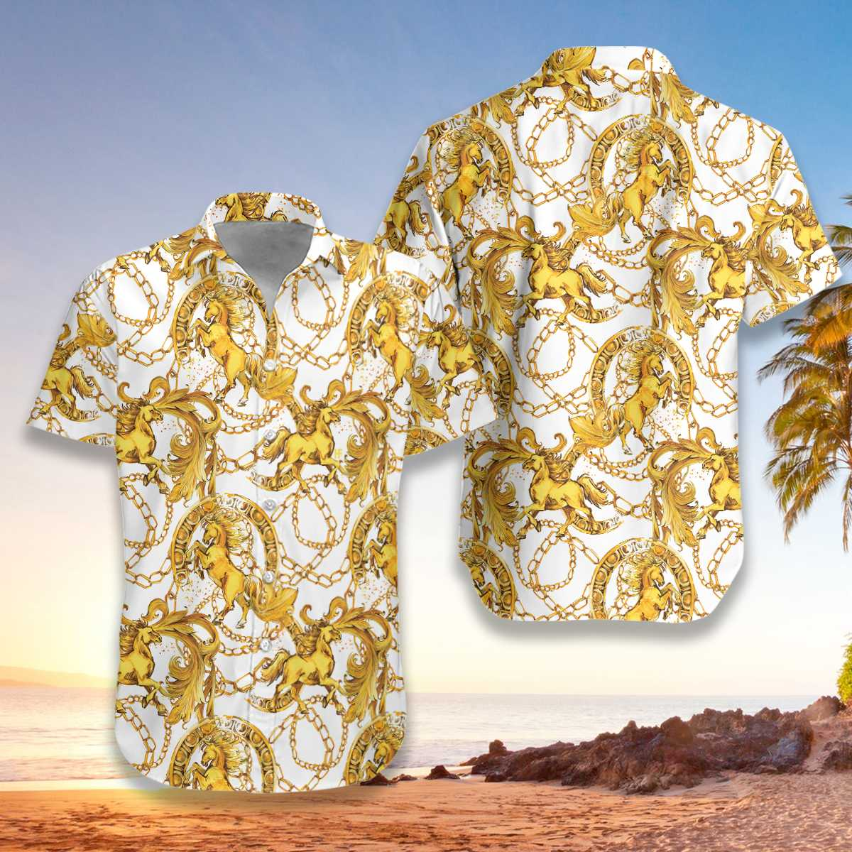 Luxury Golden Horse Hawaiian Shirt