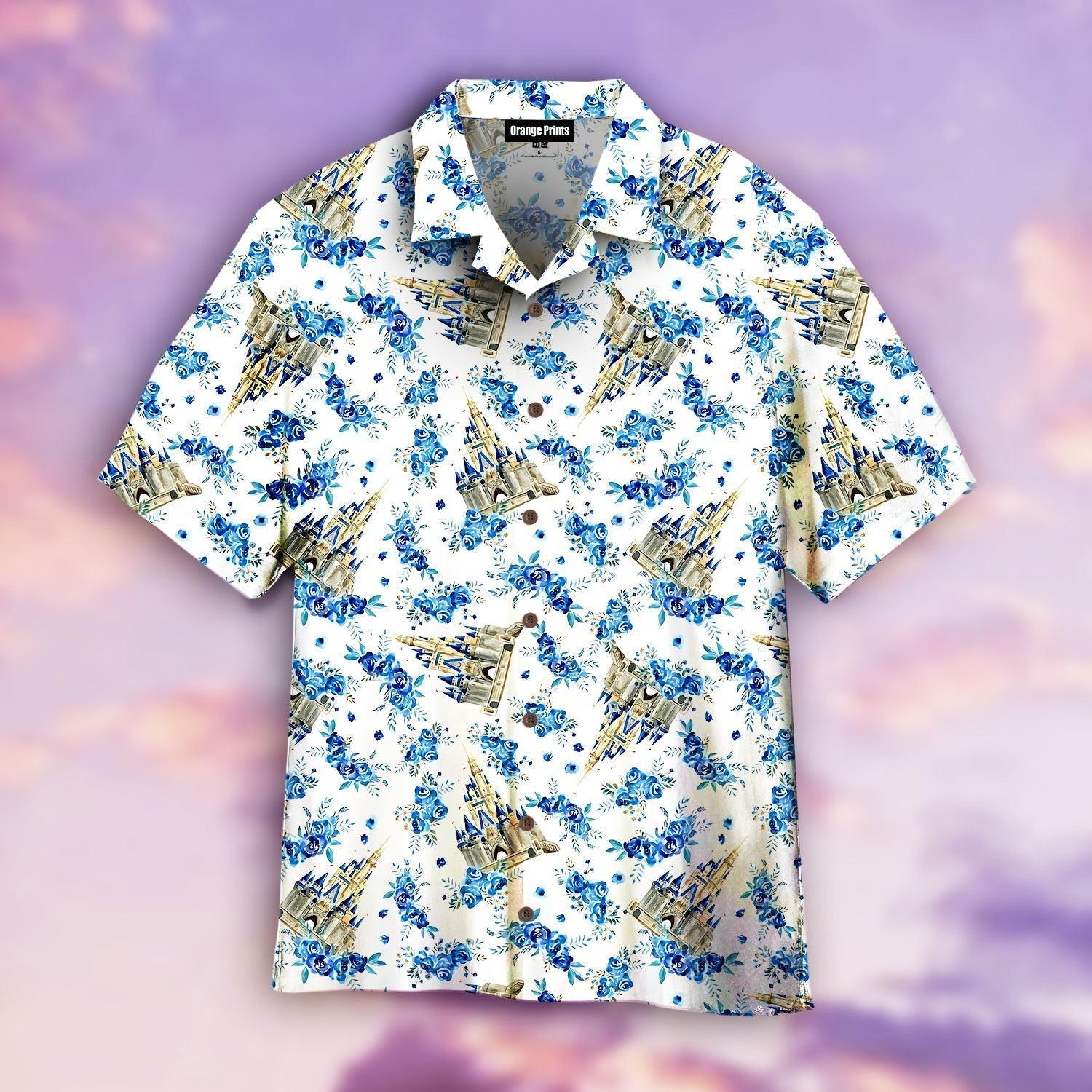 Magic Kingdom Blue Floral Hawaiian Shirt