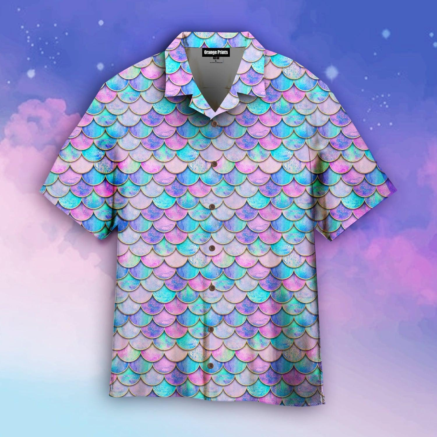 Magic Kingdom Mermaid Fish Scale Wave Hawaiian Shirt