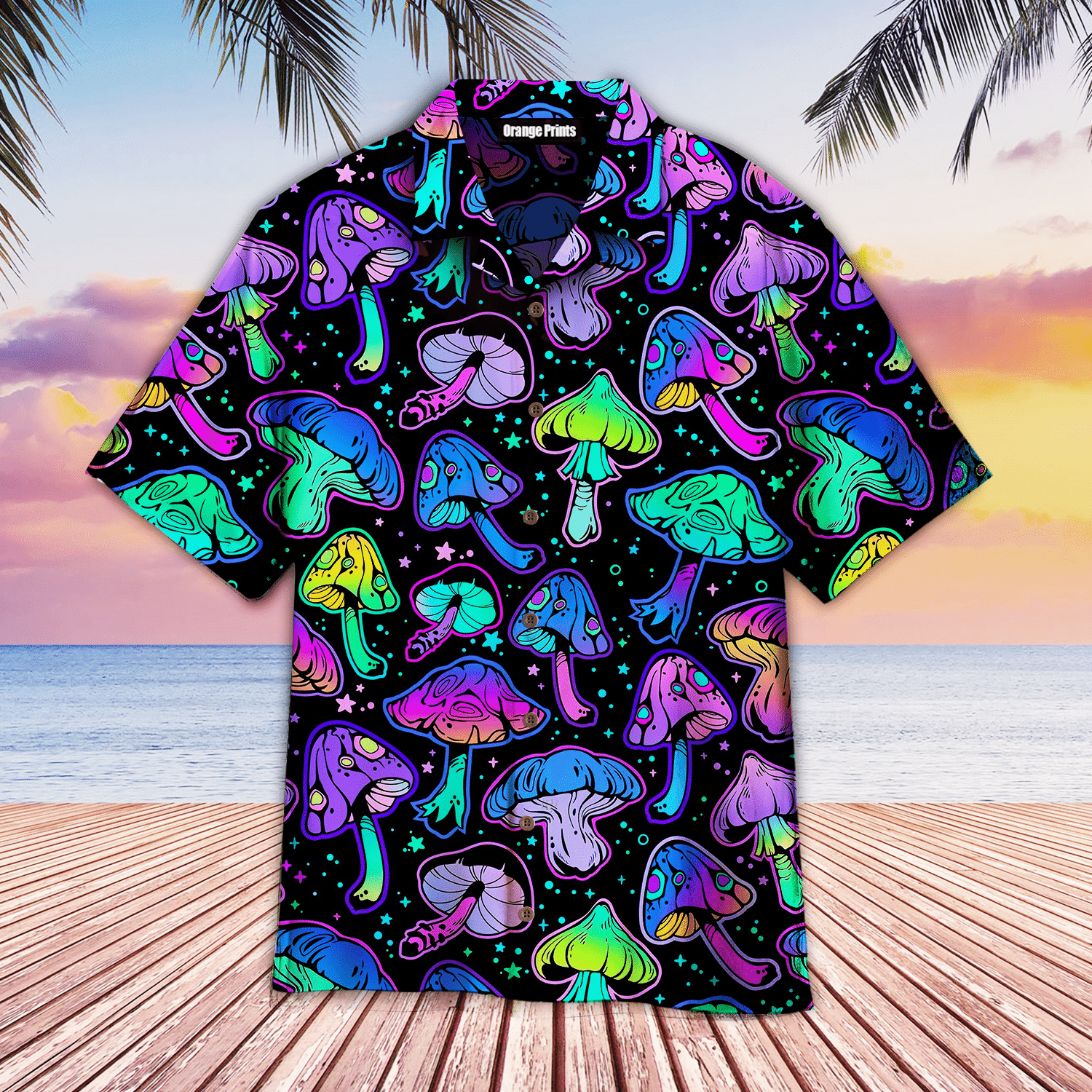 Magic Mushroom Neon Colorful Hawaiian Shirt