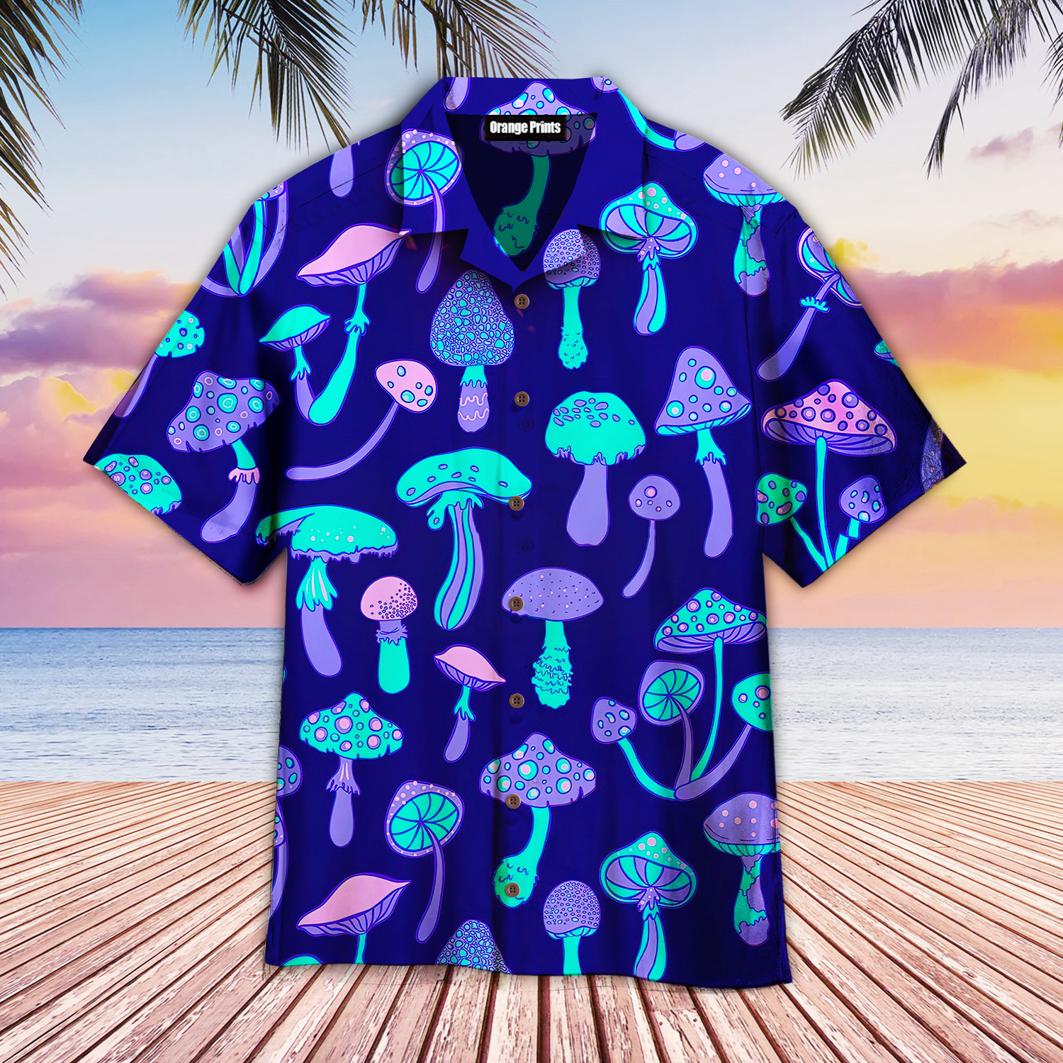 Magic Mushroom Psychedelic 60s Hippie Colorful Hawaiian Shirt