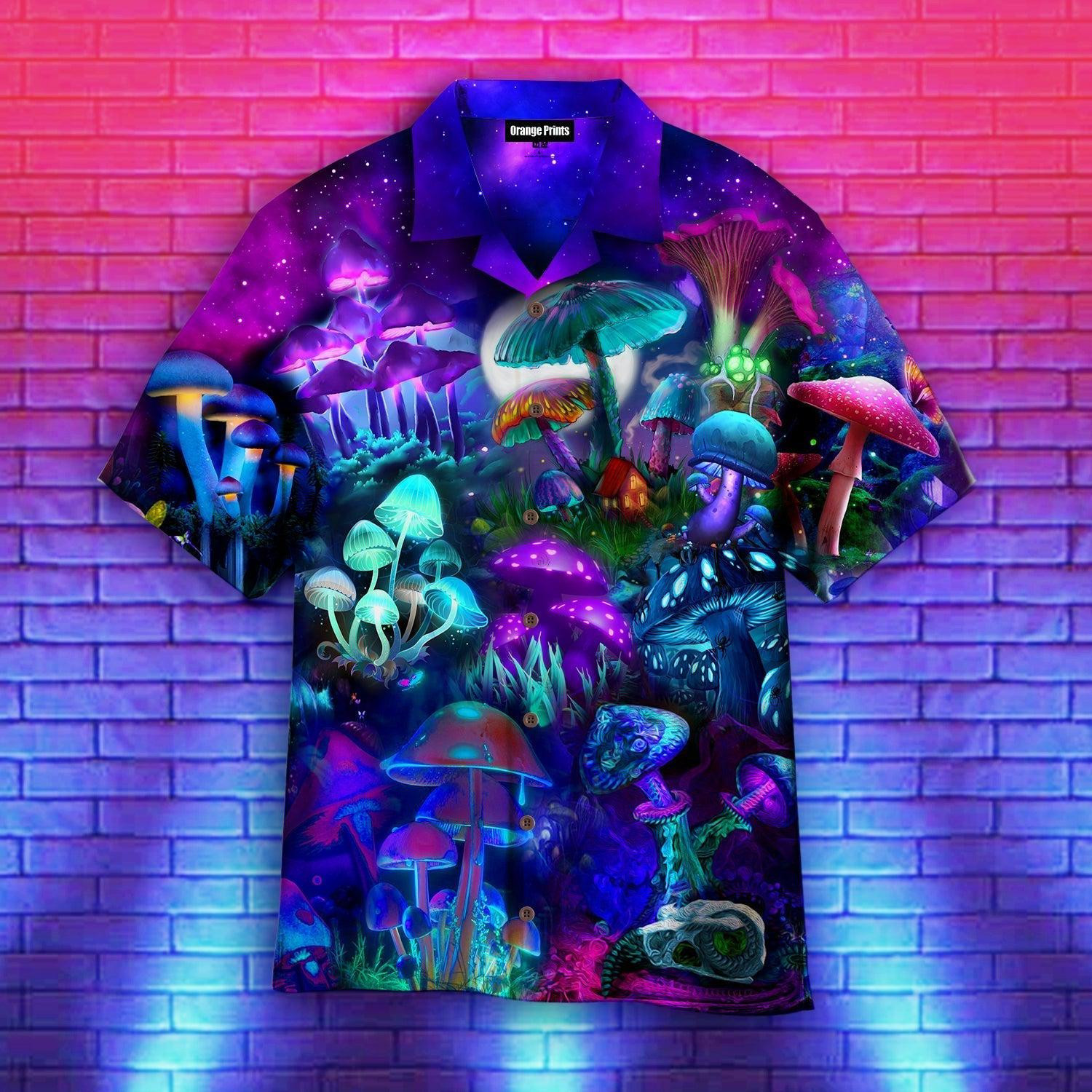 Magic Mushrooms Forest Hippie Hawaiian Shirt