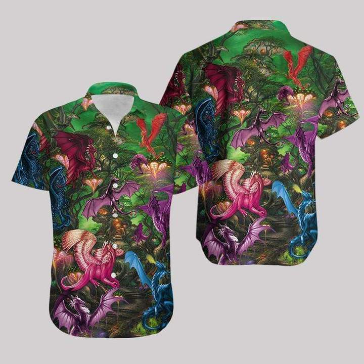 Magical Dragon In The Forest Hawaiian Shirt