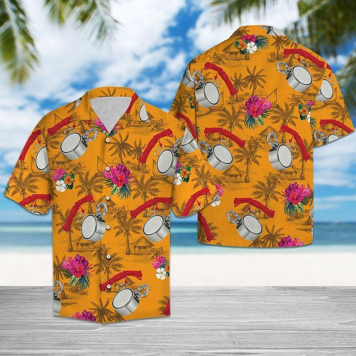 Magney Fishing Tropical Flowers Hawaiian Shirt