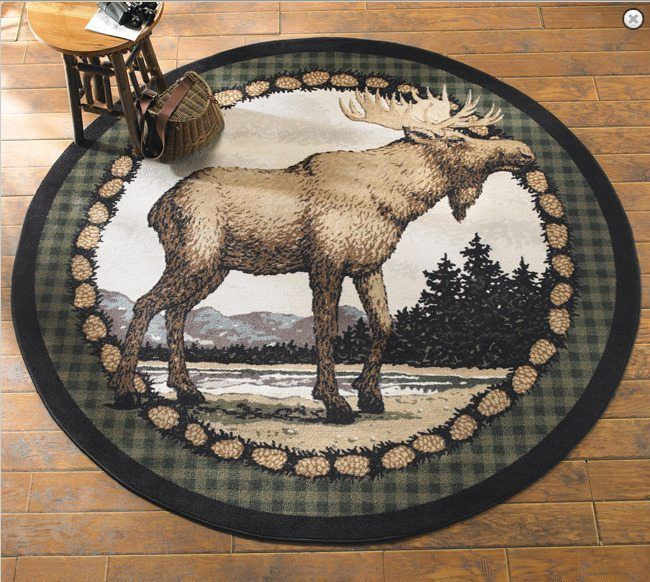 Majestic Moose Round Rug Carpet Bedroom Livingroom Home Decor