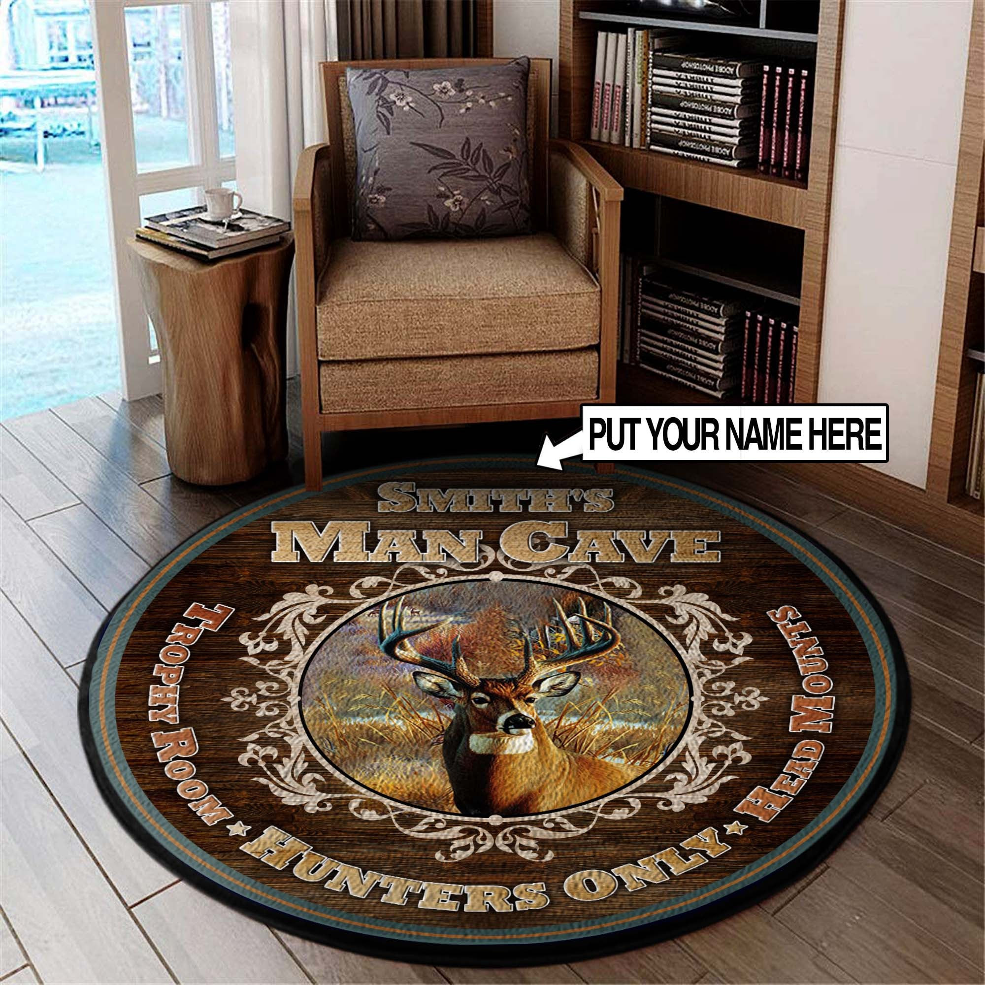 Man Cave Hunters Only Round Rug Carpet Bedroom Livingroom Home Decor