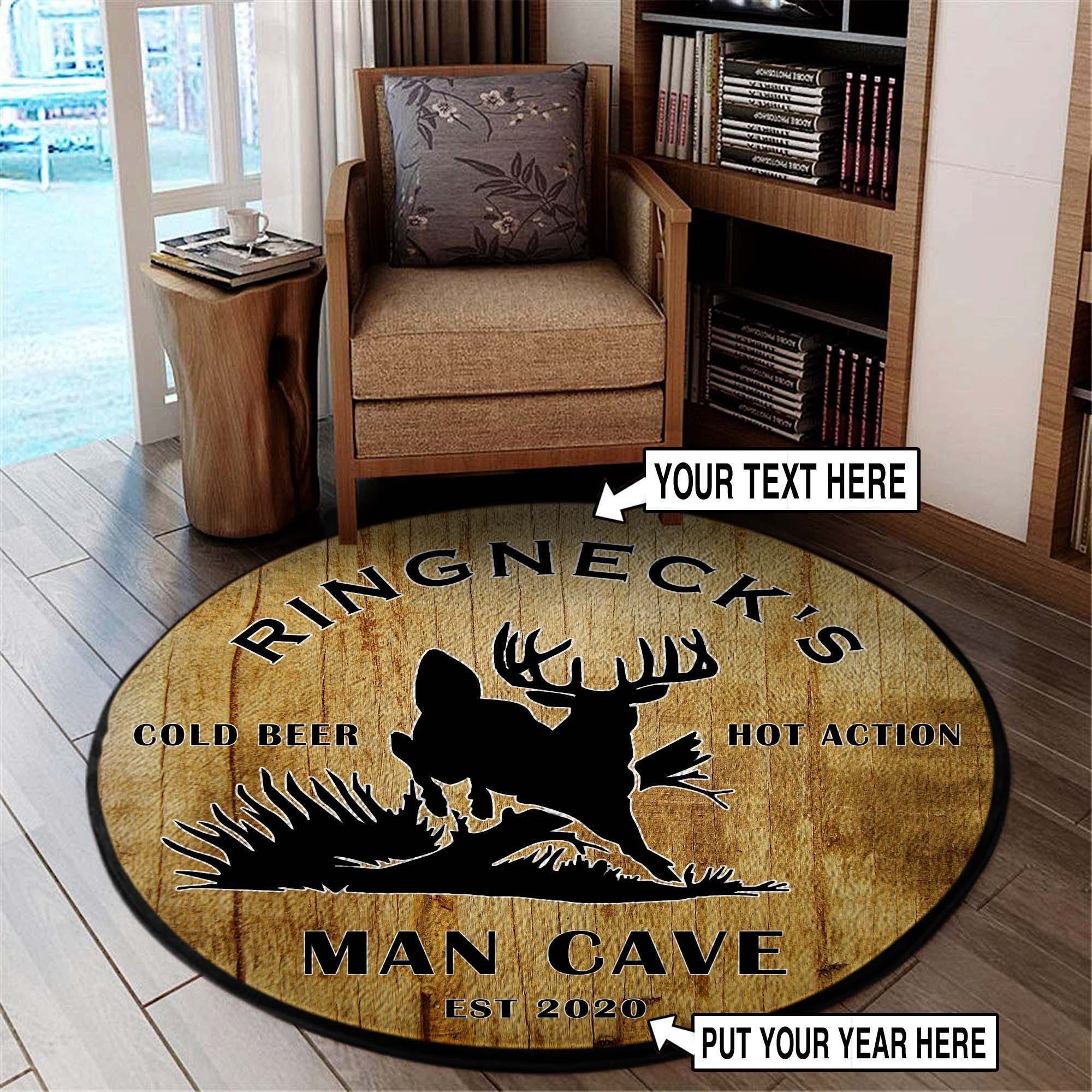 Man Cave Hunters Round Rug Carpet Bedroom Livingroom Home Decor