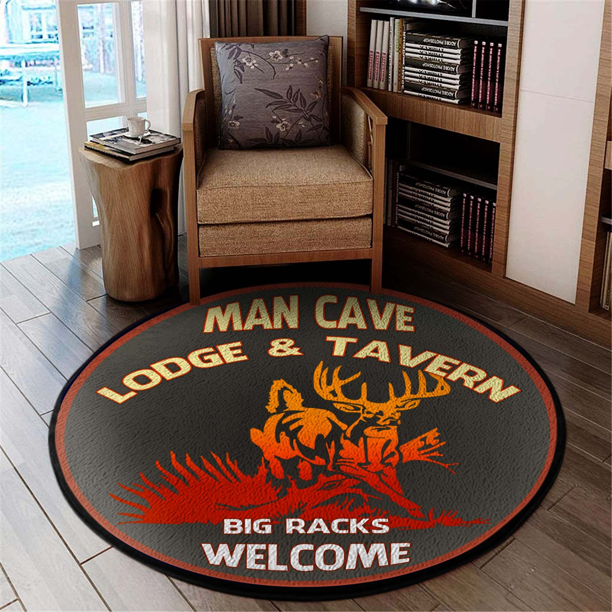 Man Cave Lodge & Tavern Welcome Round Rug Carpet Bedroom Livingroom Home Decor