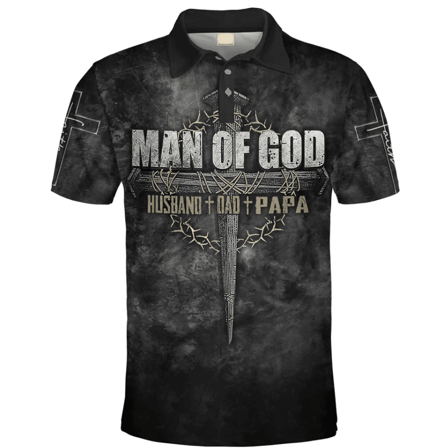 Man Of God Papa Polo Shirt for men, Grandpa Polo Shirt, Father's day gifts for Papa, Grandpa