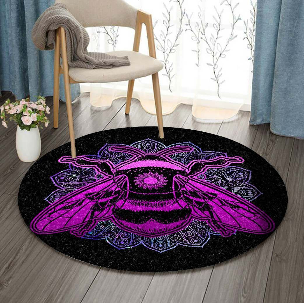 Mandala Bee Round Rug Carpet Bedroom Livingroom Home Decor
