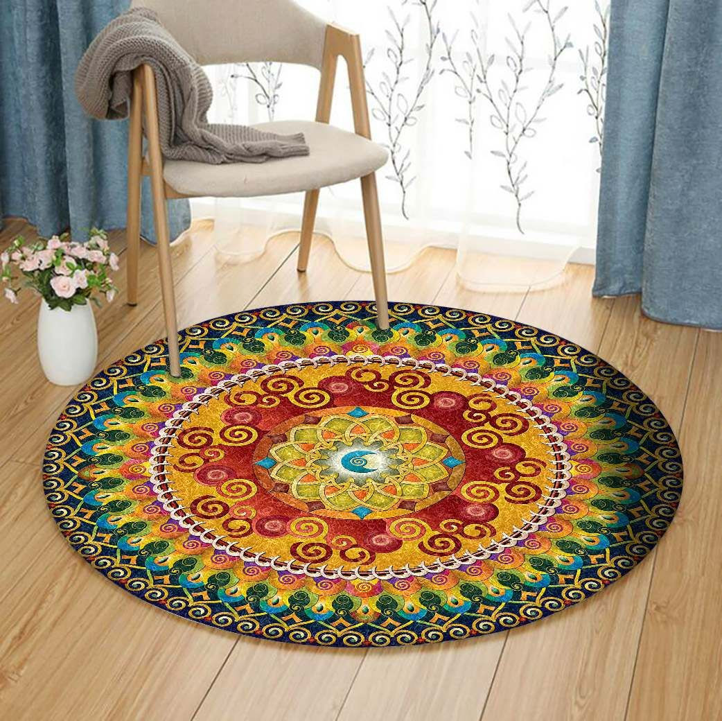 Mandala Epiphaneia Round Rug Carpet Bedroom Livingroom Home Decor