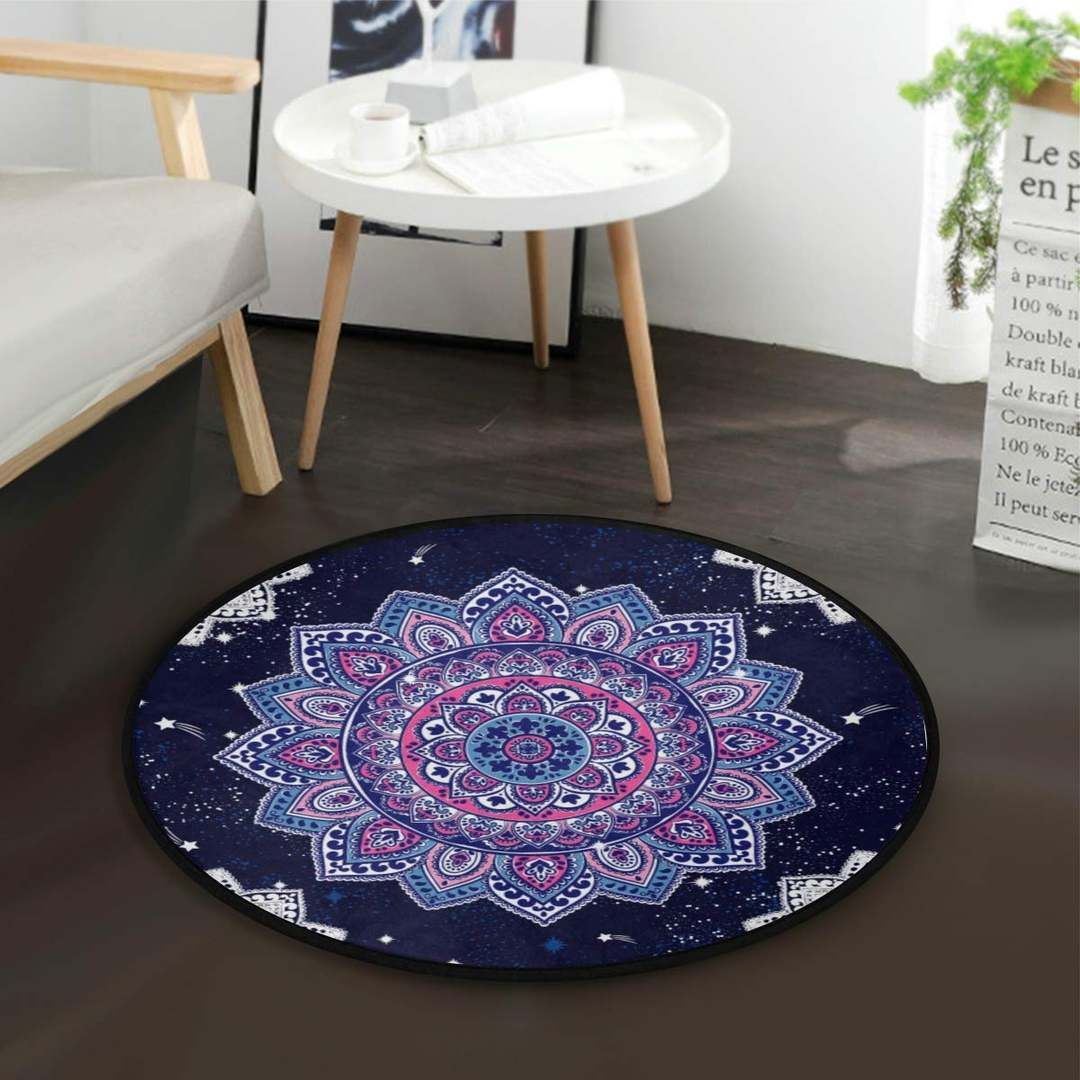 Mandala Floral Round Rug Carpet Bedroom Livingroom Home Decor