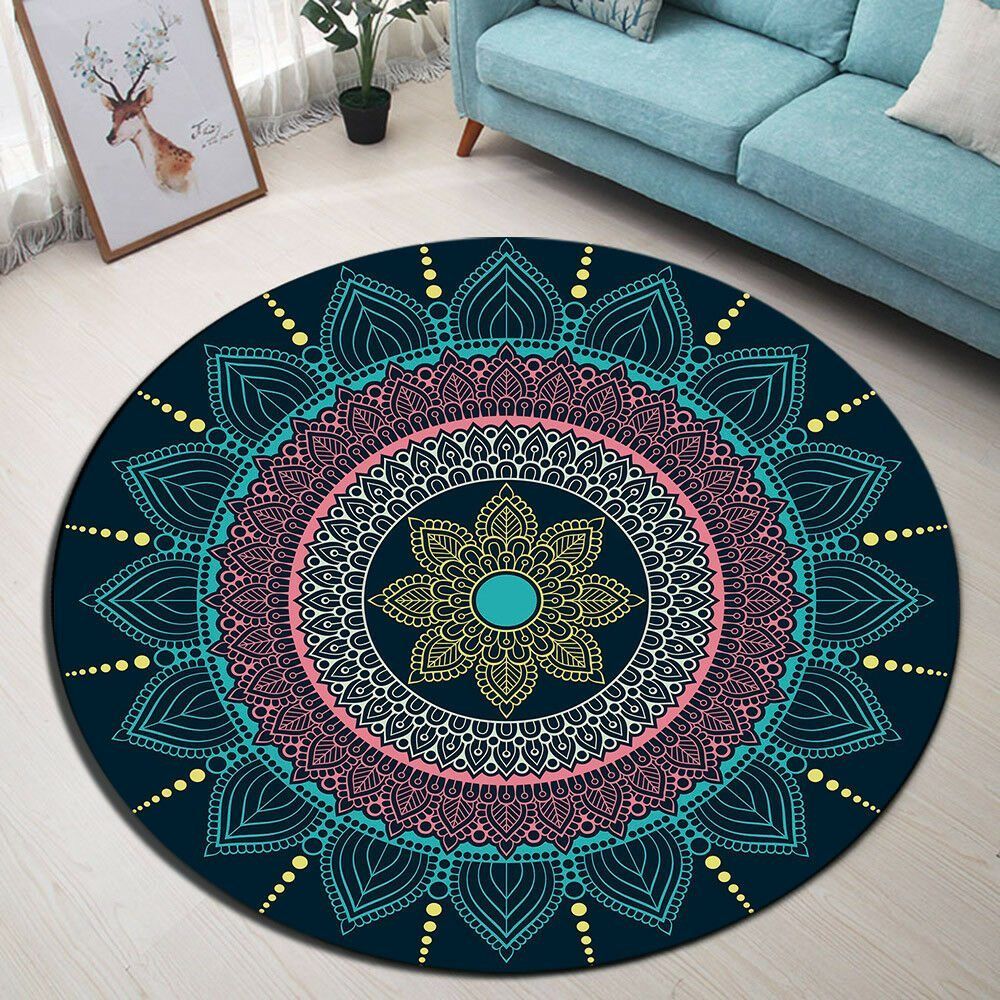 Mandala Flower Round Rug Carpet Bedroom Livingroom Home Decor