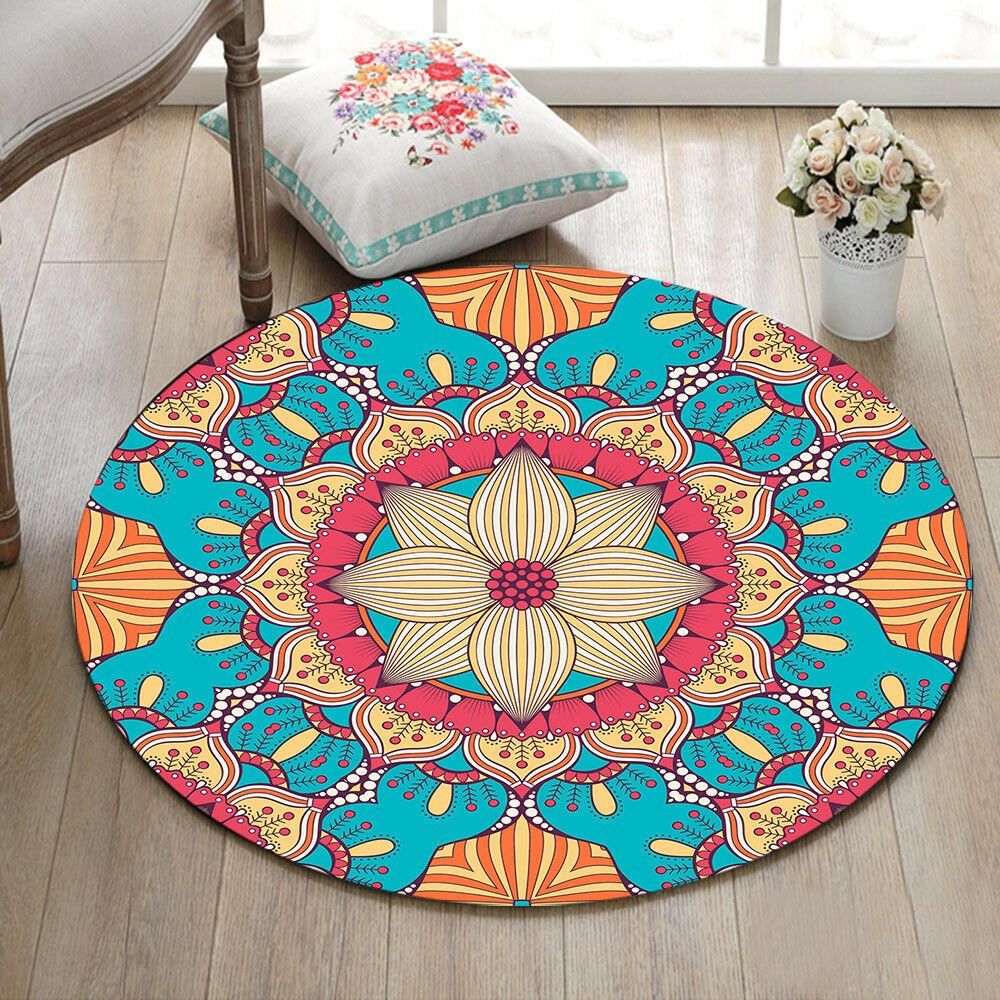 Mandala Flower Round Rug Carpet Bedroom Livingroom Home Decor