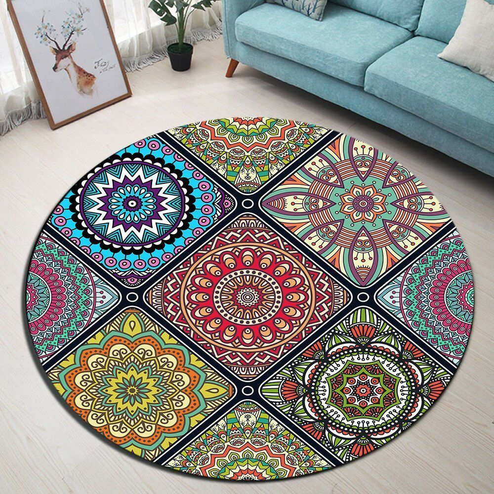 Mandala Flower Round Rug Carpet Bedroom Livingroom Home Decor