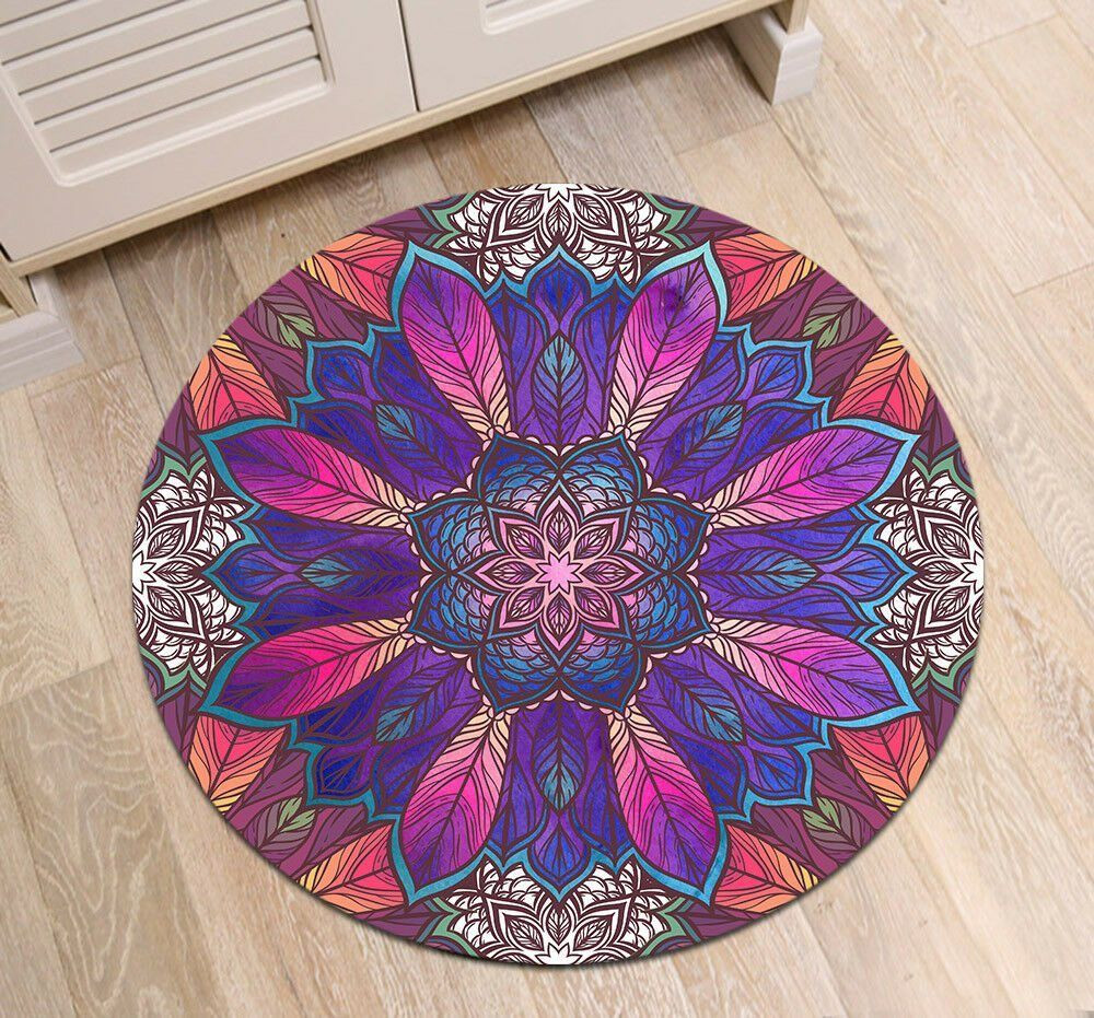 Mandala Leaves Round Rug Carpet Bedroom Livingroom Home Decor
