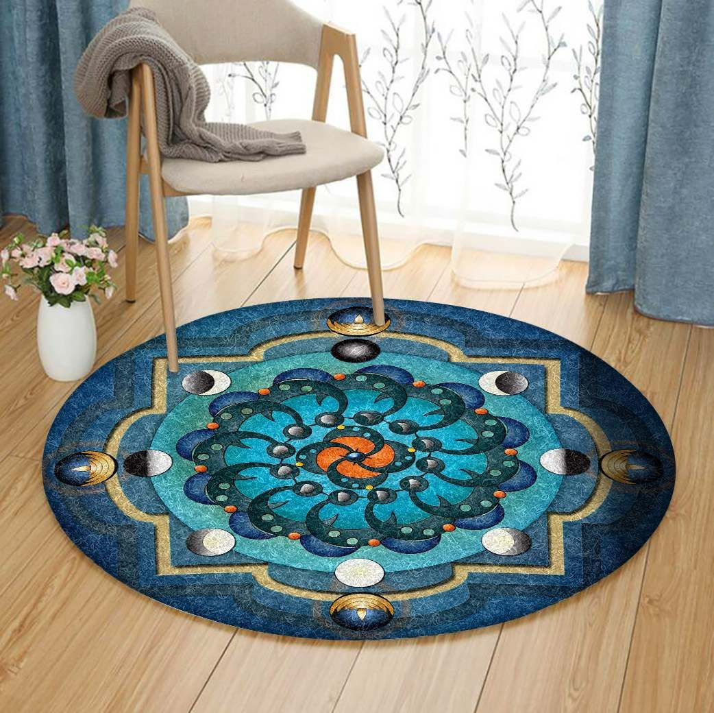 Mandala Moon Phases Round Rug Carpet Bedroom Livingroom Home Decor