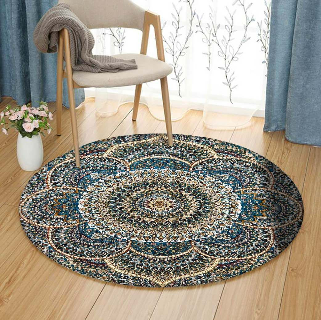 Mandala Persian Floral Round Rug Carpet Bedroom Livingroom Home Decor