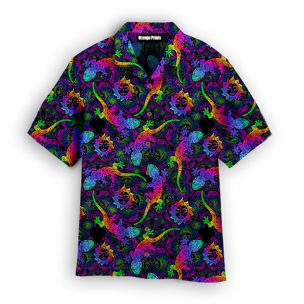 Mandalas Gecko Lizards With Boho Suns Tropical Pattern Hawaiian Shirt