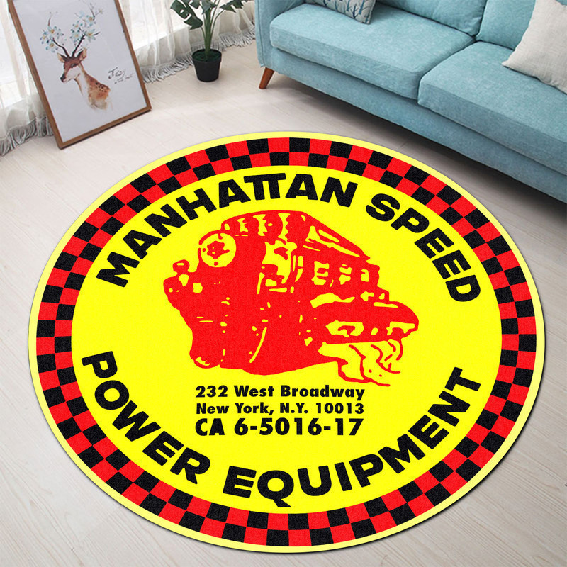 Manhattan Speed Power Equipment Hot Rod Round Rug Carpet Bedroom Livingroom Home Decor