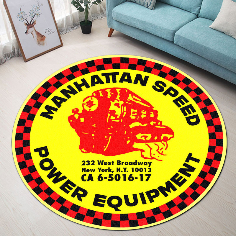 Manhattan Speed Power Equipment Hot Rod Round Rug Carpet Bedroom Livingroom Home Decor