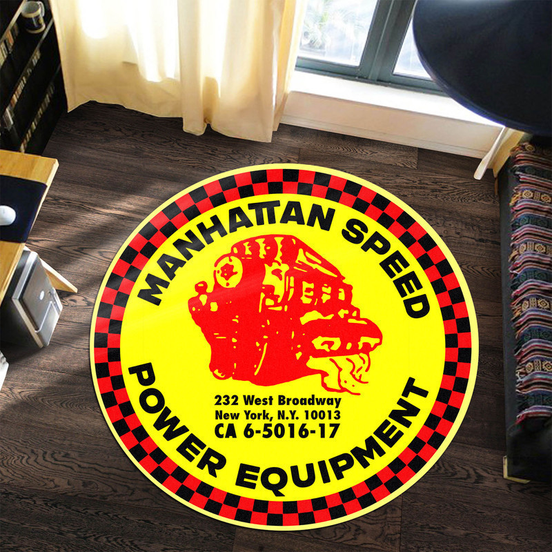 Manhattan Speed Power Equipment Hot Rod Round Rug Carpet Bedroom Livingroom Home Decor - Image 3