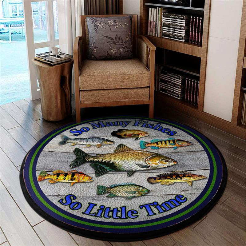 Many Fish Little Time Living Room Round Rug Carpet Bedroom Livingroom Home Decor