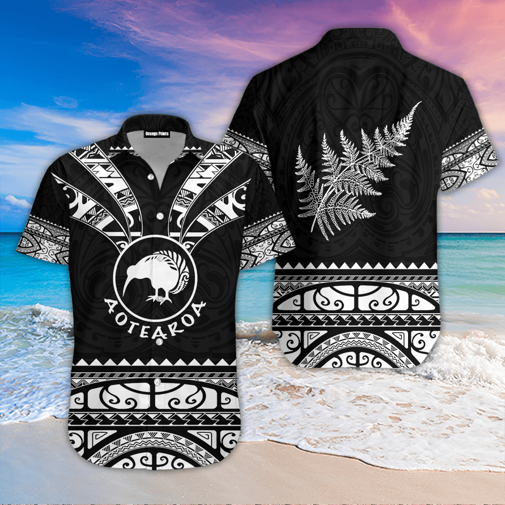 Maori Aotearoa Silver Hawaiian Shirt