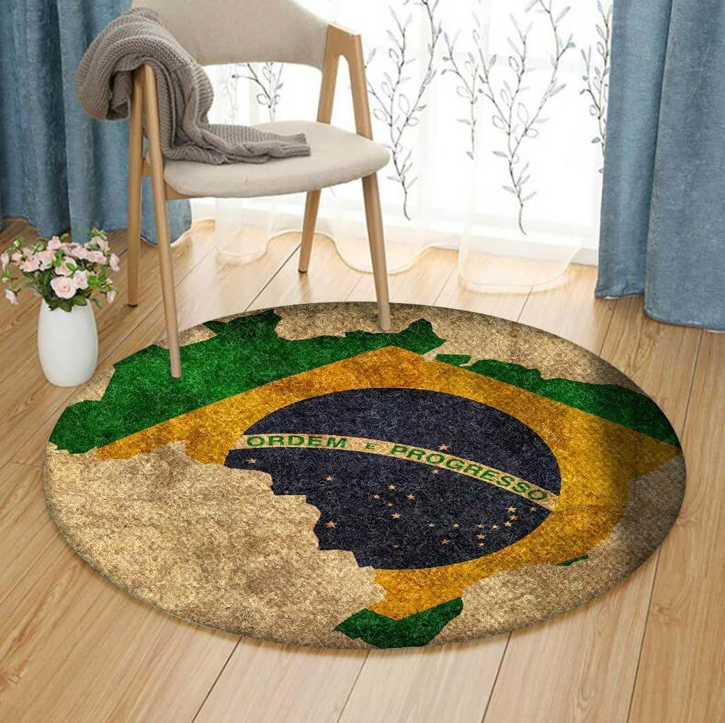 Map Brazil Round Rug Carpet Bedroom Livingroom Home Decor