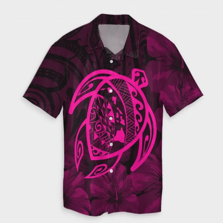 Map Turtle Hibiscus Polynesian Hawaiian Shirt