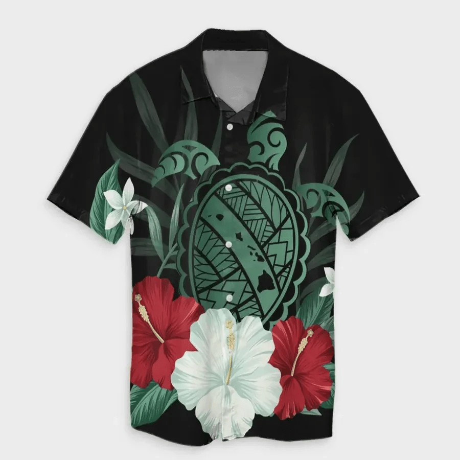 Map Turtle Hibiscus Polynesian Hawaiian Shirt